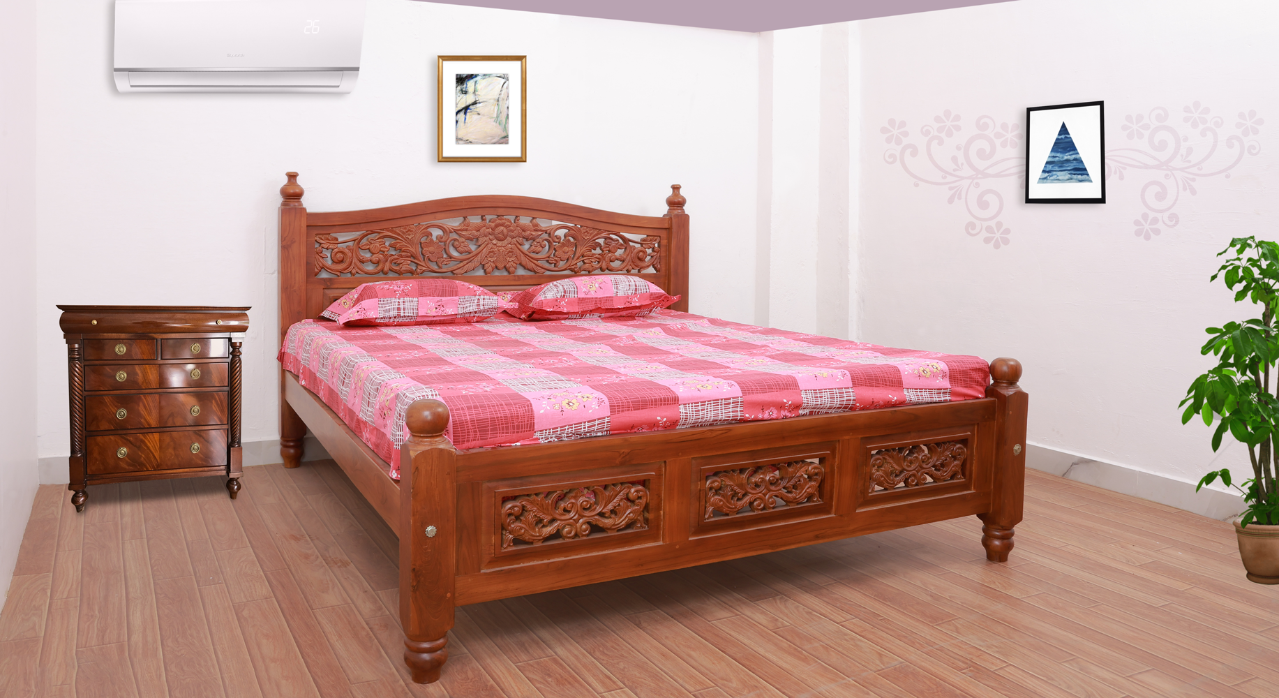 Teak cot cheap